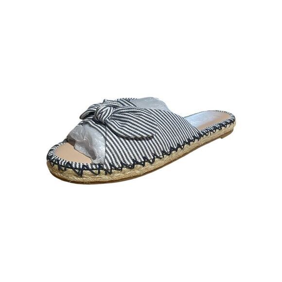 Kate Spade Saltie Shore Espadrille Blue/White Slip On Slide Sandal Sz 5.5B - Picture 3 of 8